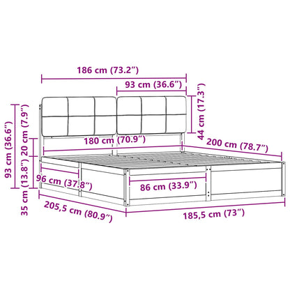 Bettgestell mit gepolstertem Kopfteil Hellgrau 180 x 200 cm