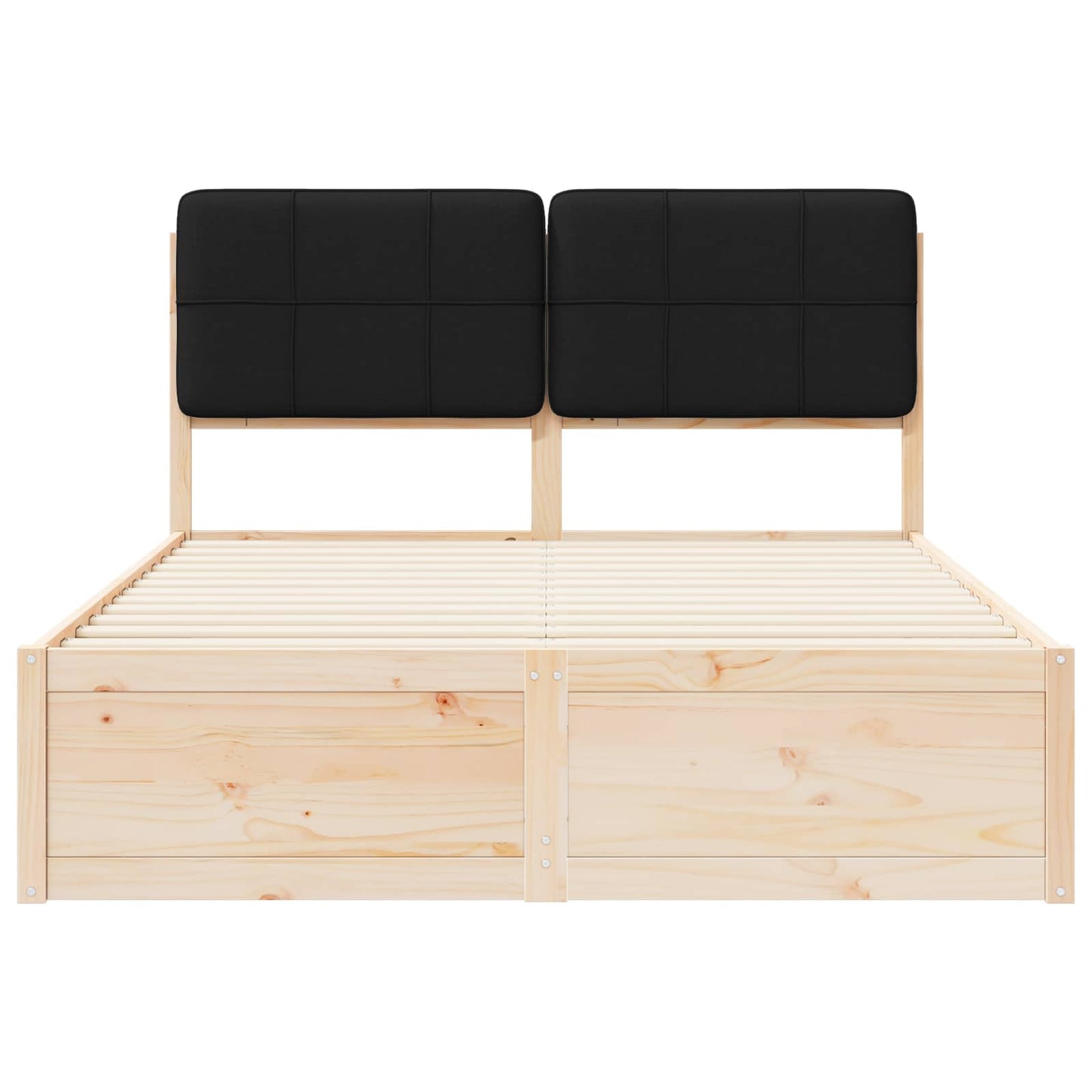 Bettgestell mit gepolstertem Kopfteil Schwarz 140 x 190 cm