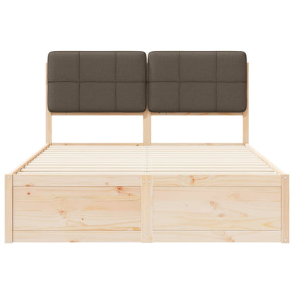 Bettgestell mit gepolstertem Kopfteil Taupe 135 x 190 cm
