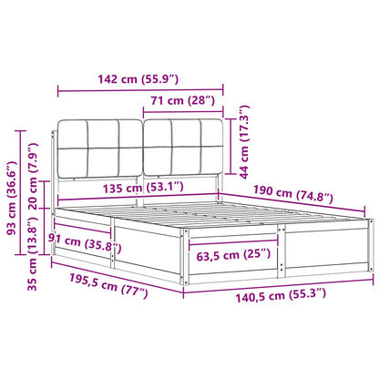Bettgestell mit gepolstertem Kopfteil Taupe 135 x 190 cm
