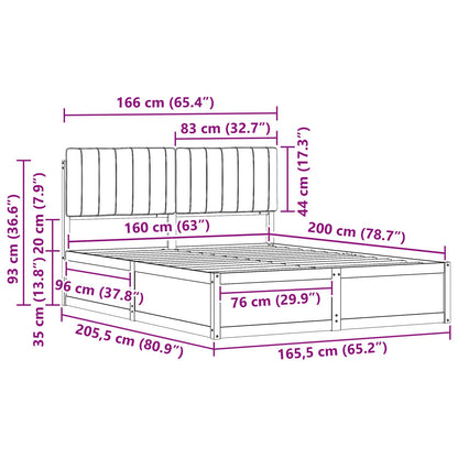 Bettgestell mit gepolstertem Kopfteil Taupe 160 x 200 cm