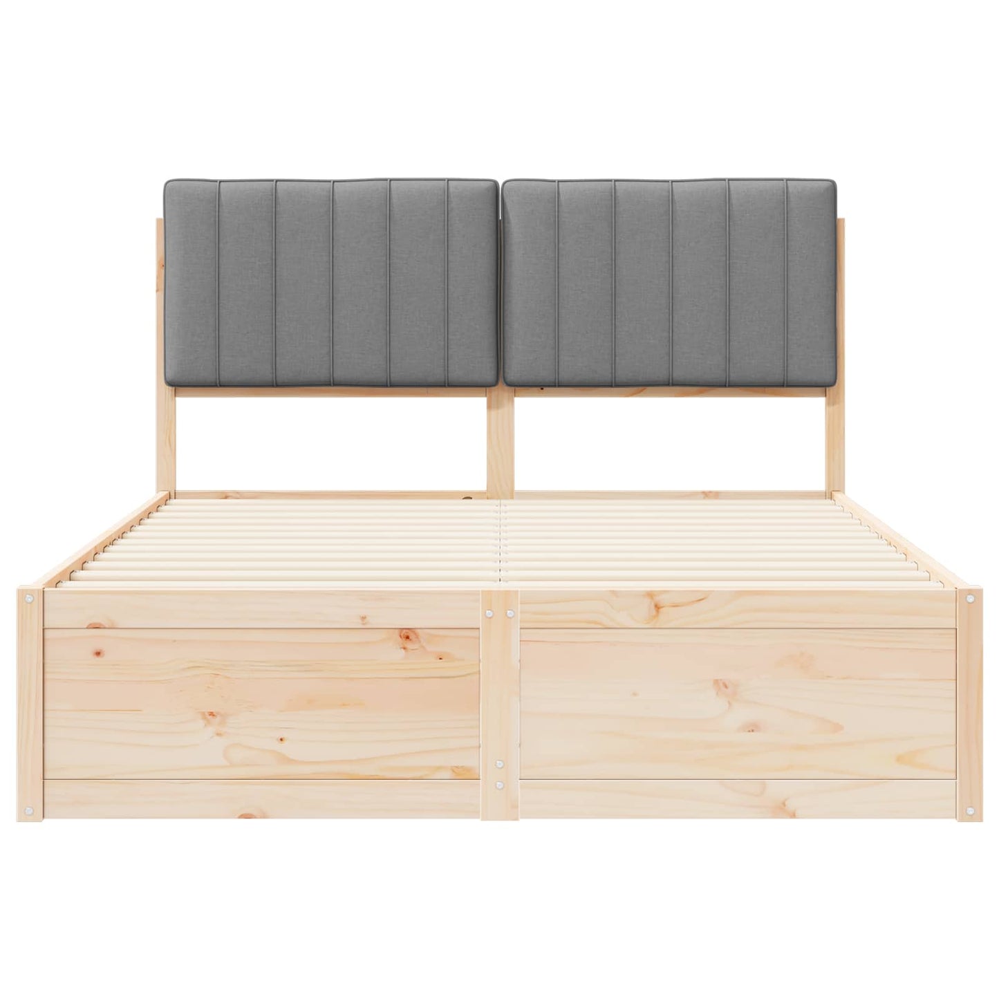 Bettgestell mit gepolstertem Kopfteil Hellgrau 140 x 190 cm