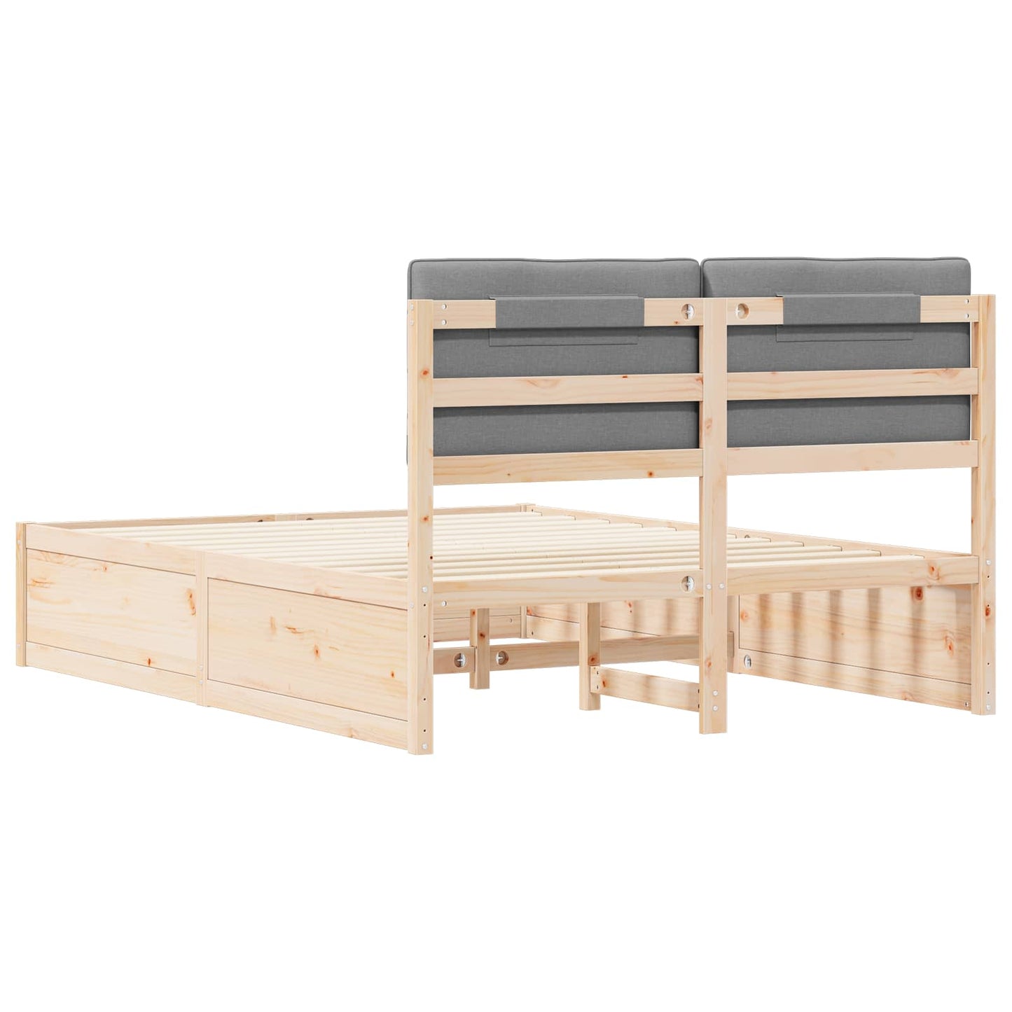 Bettgestell mit gepolstertem Kopfteil Hellgrau 135 x 190 cm