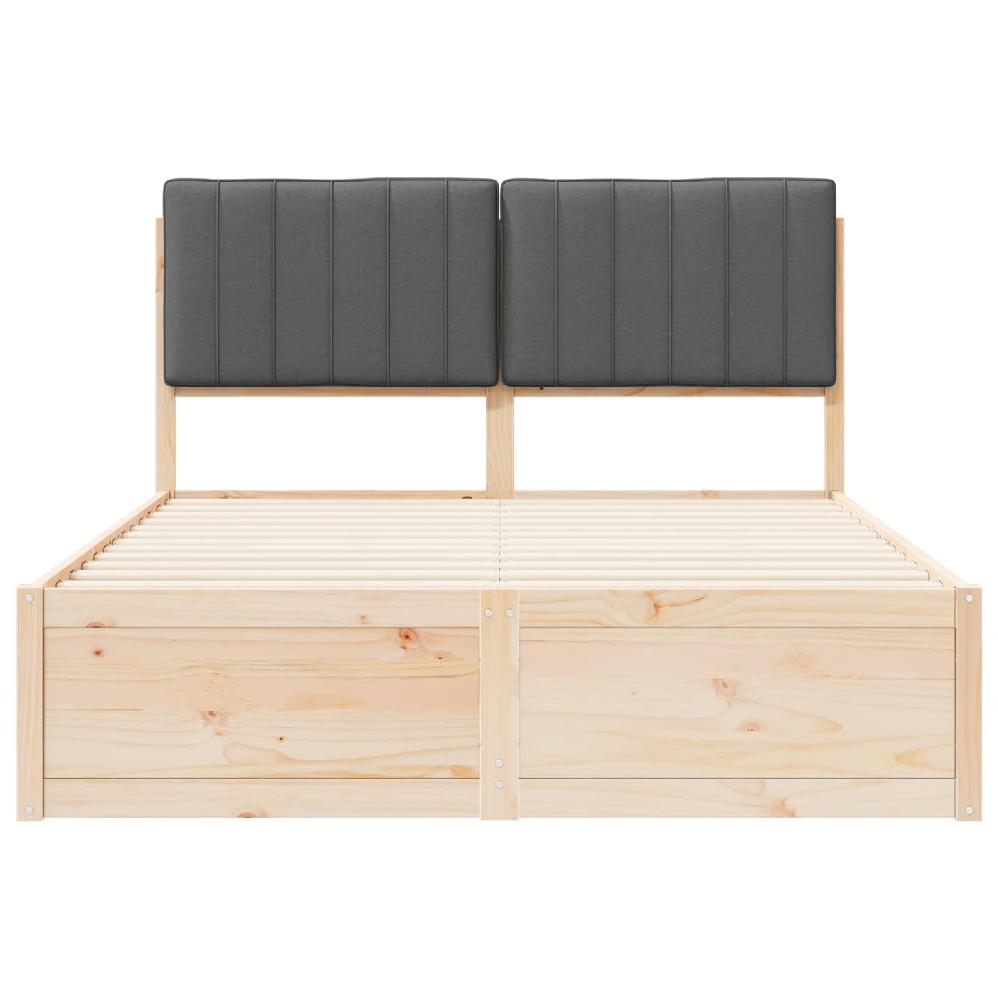 Bettgestell mit gepolstertem Kopfteil Dunkelgrau 135 x 190 cm