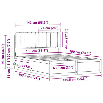 Bettgestell mit gepolstertem Kopfteil Dunkelgrau 135 x 190 cm