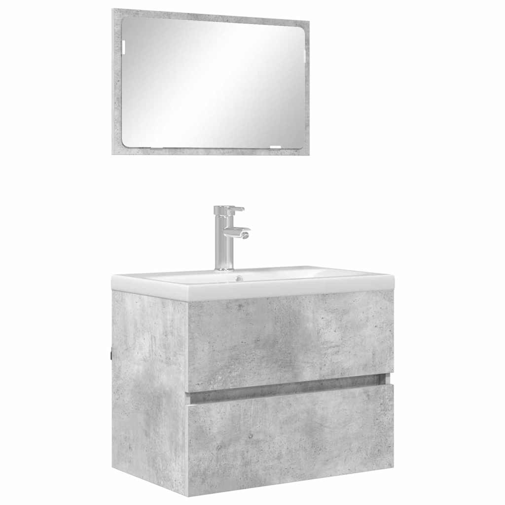 Badezimmermöbel-Set Beton Grau 60 x 38,3 x 45 cm Holzwerkstoff