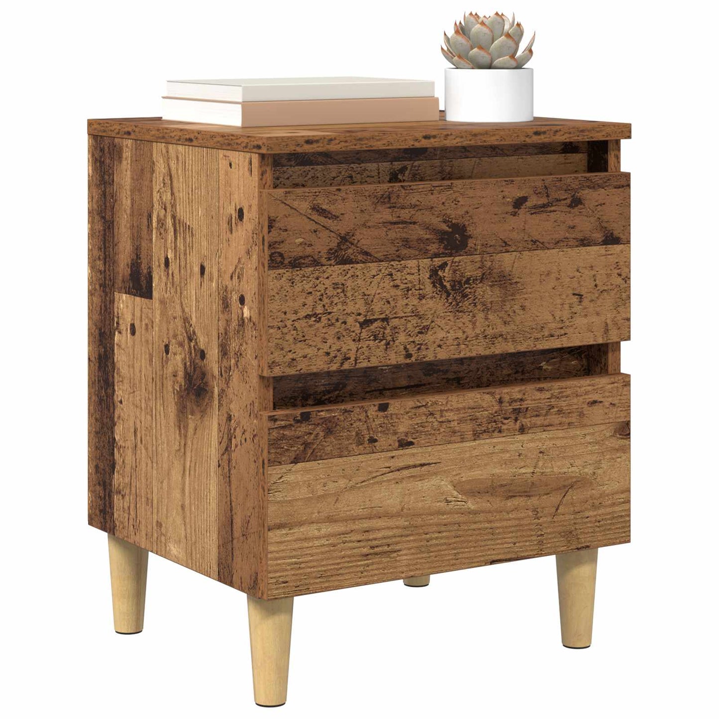 vidaXL Bettschrank Altholz 40 x 35 x 50 cm Holzwerkstoff