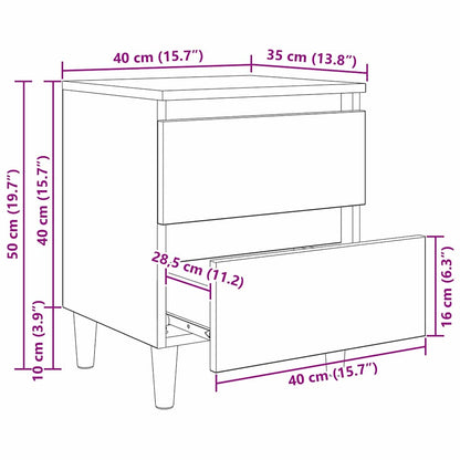 vidaXL Bettschrank Schwarz Eichen-Optik 40 x 35 x 50 cm Holzwerkstoff