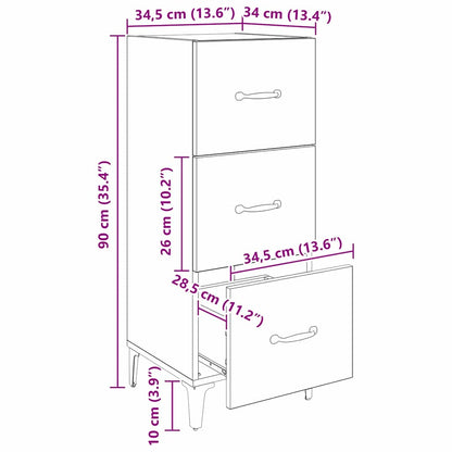 Sideboard Artisan-Eiche 34,5 x 34 x 90 cm Holzwerkstoff