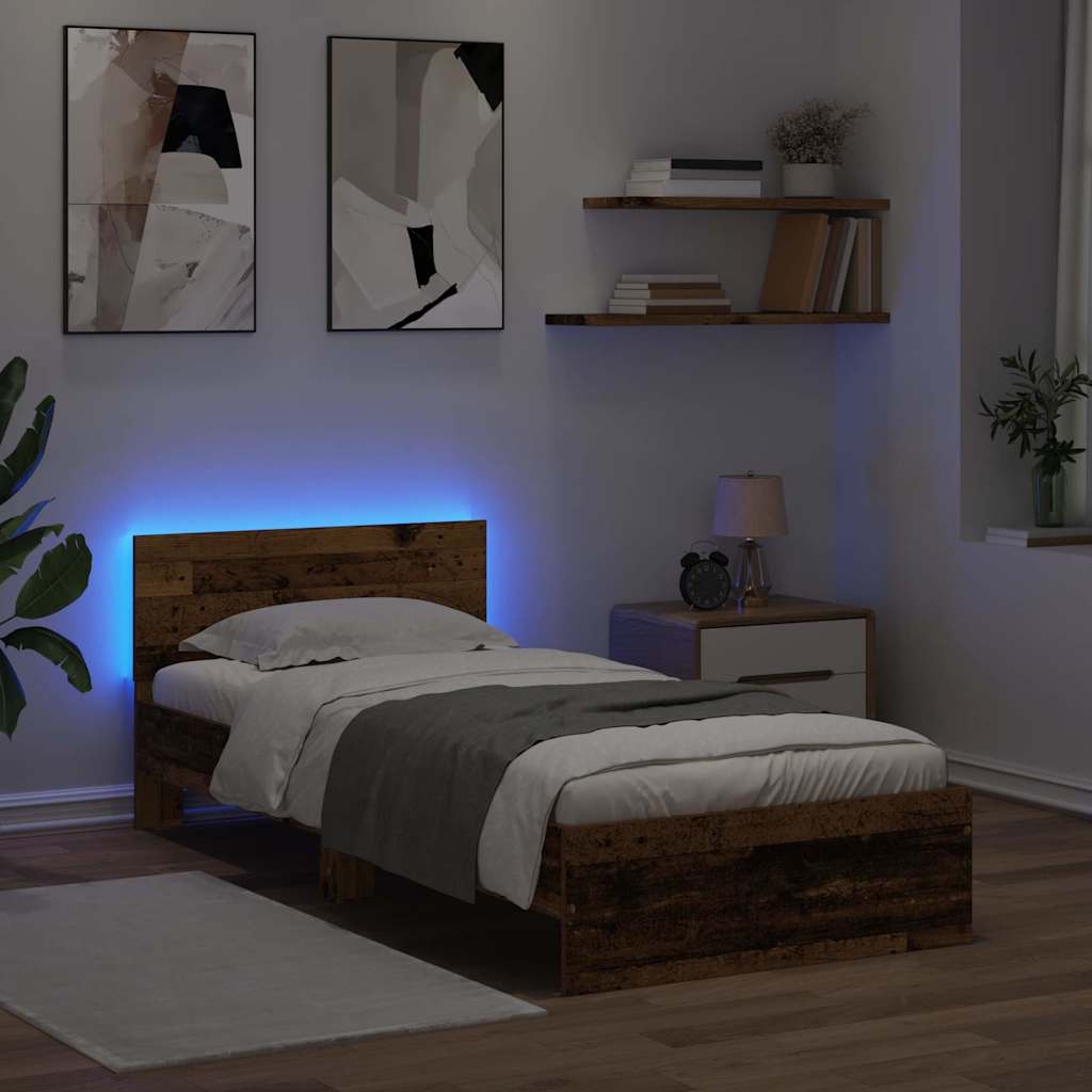 Bettrahmen mit Kopfteil Altholz 90 x 190 cm Holzwerkstoff