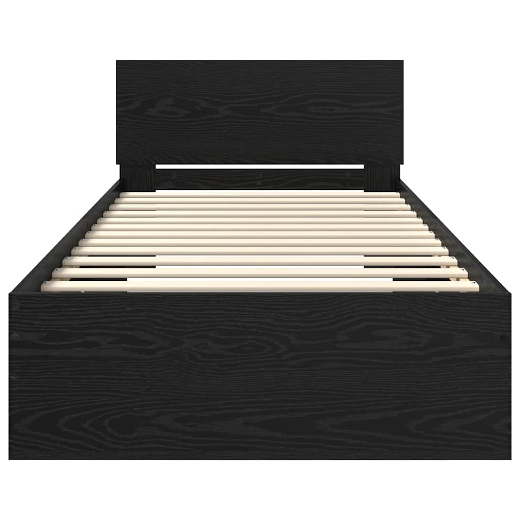 Bettrahmen Schwarz Eichen-Optik 90 x 190 cm Holzwerkstoff