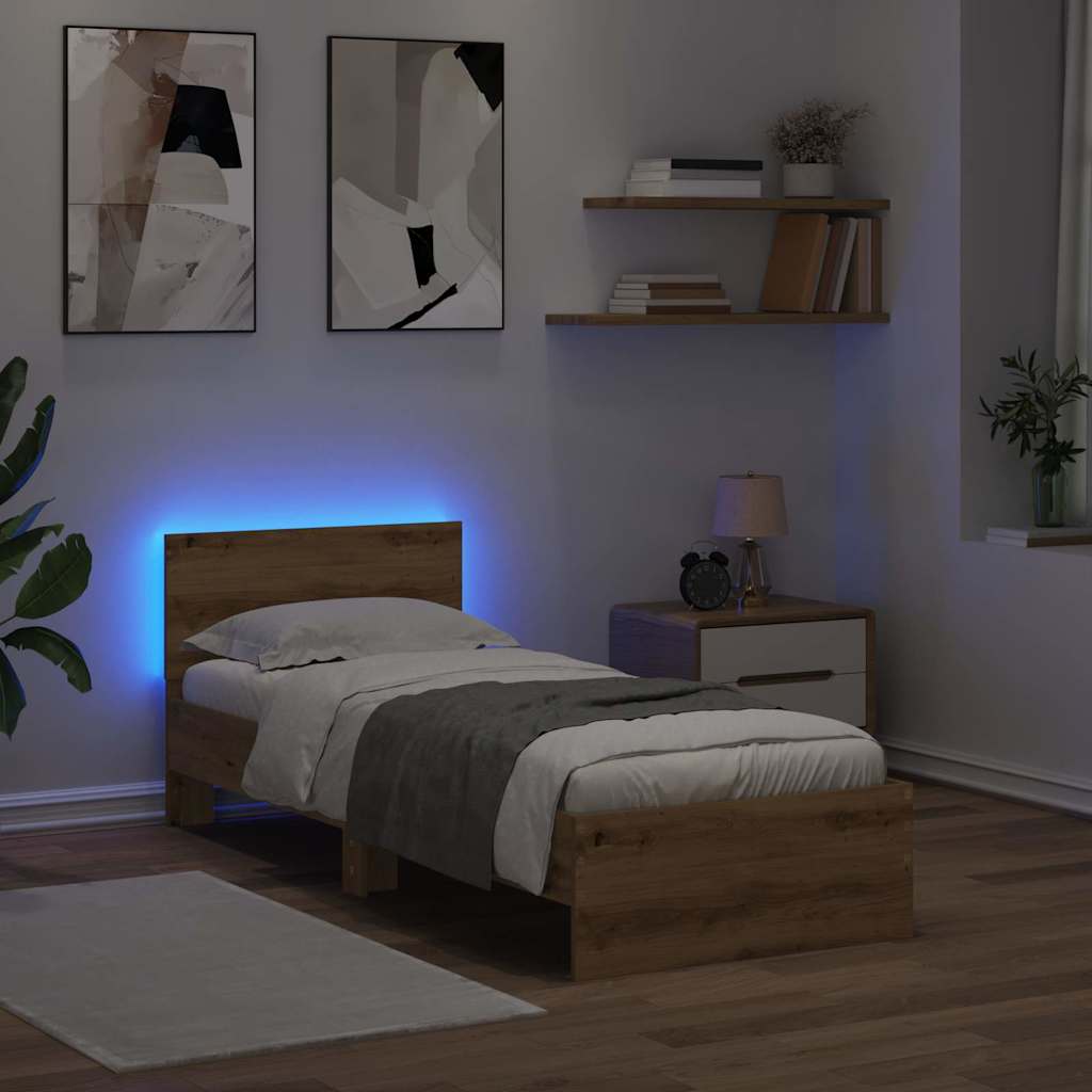 Bettrahmen mit Kopfteil Artisan-Eiche 75 x 190 cm Holzwerkstoff