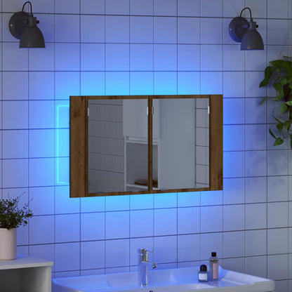 Badezimmerspiegelschrank mit Tür Artisan-Eiche 80 x 12 x 45 cm