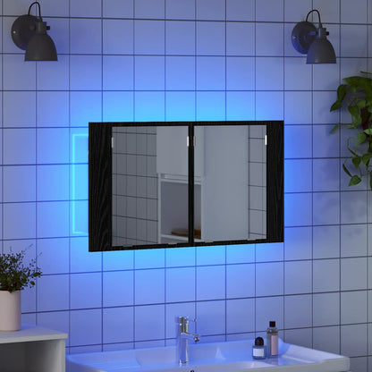 vidaXL Badezimmerspiegelschrank Schwarz Eichen-Optik 80 x 12 x 45 cm
