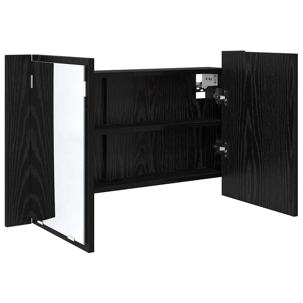 vidaXL Badezimmerspiegelschrank Schwarz Eichen-Optik 80 x 12 x 45 cm
