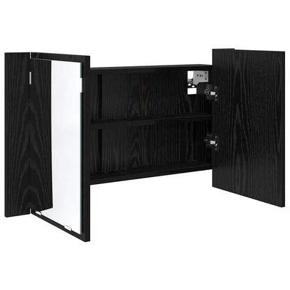 vidaXL Badezimmerspiegelschrank Schwarz Eichen-Optik 80 x 12 x 45 cm