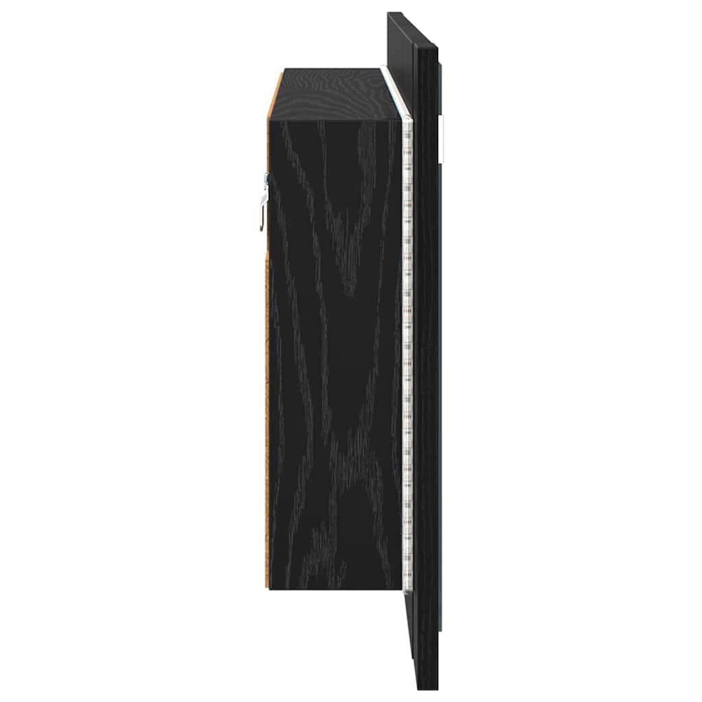 vidaXL Badezimmerspiegelschrank Schwarz Eichen-Optik 80 x 12 x 45 cm