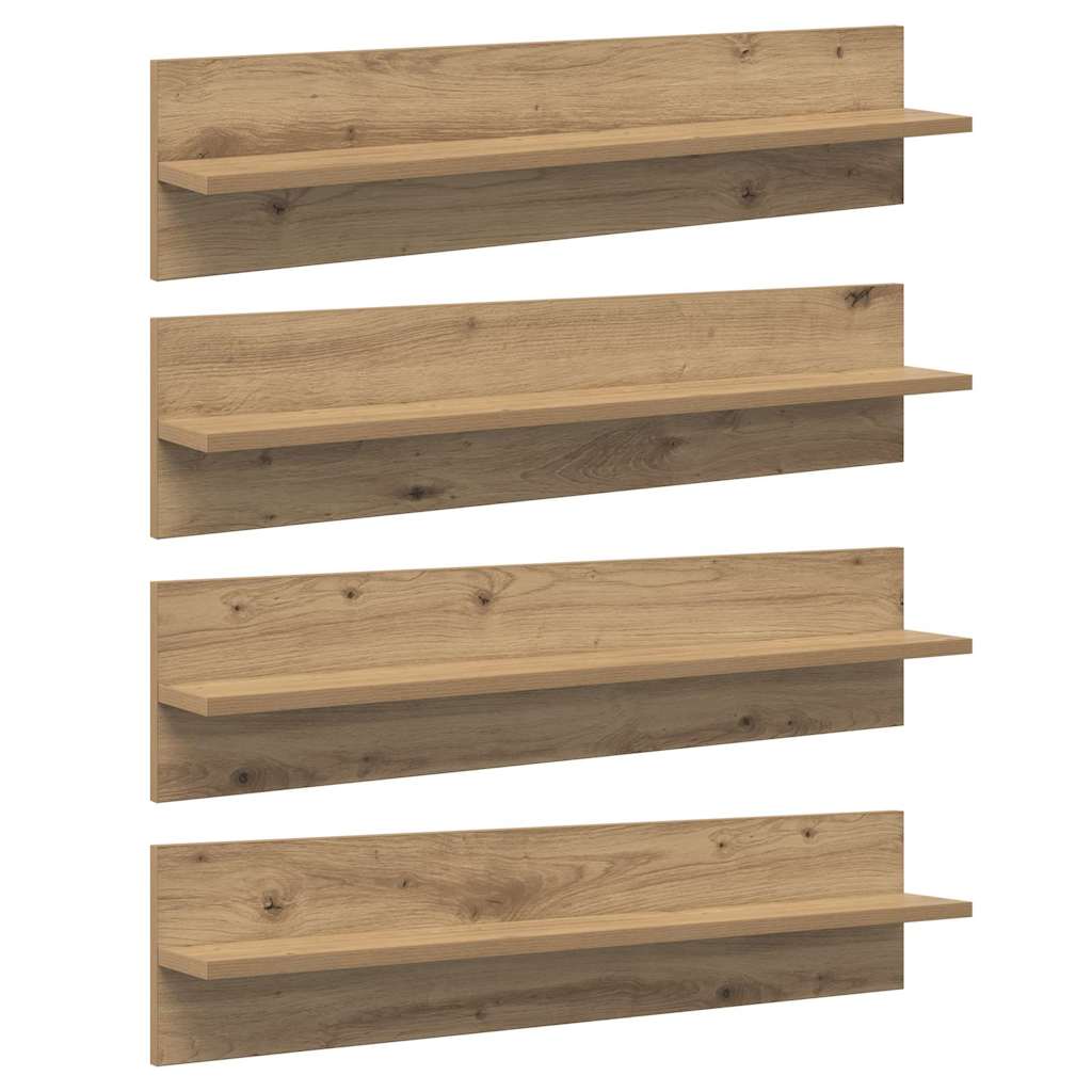 vidaXL Étagères murales 4 pcs Chêne artisan 80 x 11,5 x 18 cm Bois d'ingénierie