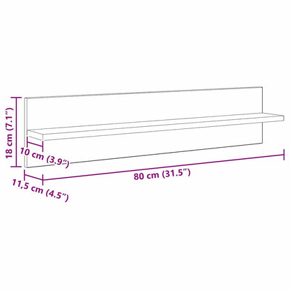 vidaXL Étagères murales 4 pcs Chêne artisan 80 x 11,5 x 18 cm Bois d'ingénierie