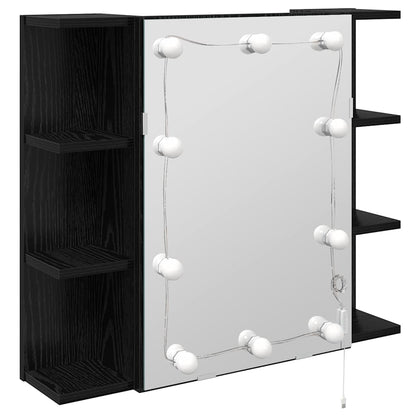 Spiegelschrank mit Regal Schwarz Eichen-Optik 70 x 16,5 x 60 cm