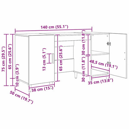 vidaXL Schreibtisch Artisan-Eiche 140 x 50 x 75 cm Holzwerkstoff