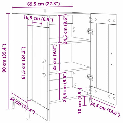 Sideboard Schwarz Eichen-Optik 69,5 x 34 x 90 cm Holzwerkstoff