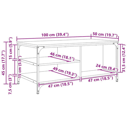 vidaXL Couchtisch Schwarz Eichen-Optik 100 x 50 x 45 cm Holzwerkstoff
