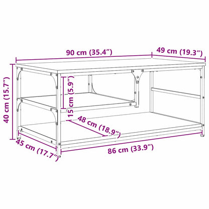 vidaXL Couchtisch Schwarz Eichen-Optik 90 x 49 x 40 cm Holzwerkstoff