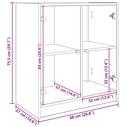 vidaXL Seitenschrank Schwarz Eichen-Optik 68 x 37 x 75,5 cm