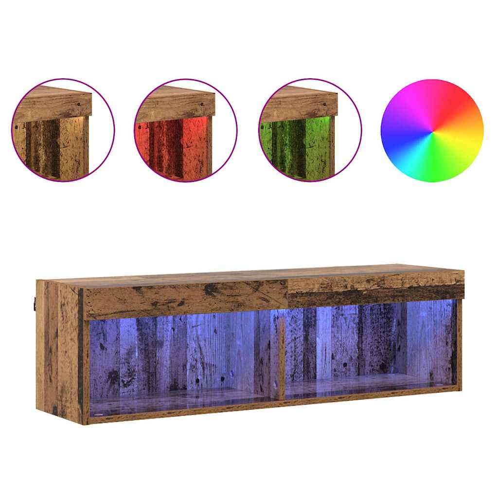TV-Schrankset mit LED Altholz 100 x 30 x 30 cm Holzwerkstoff