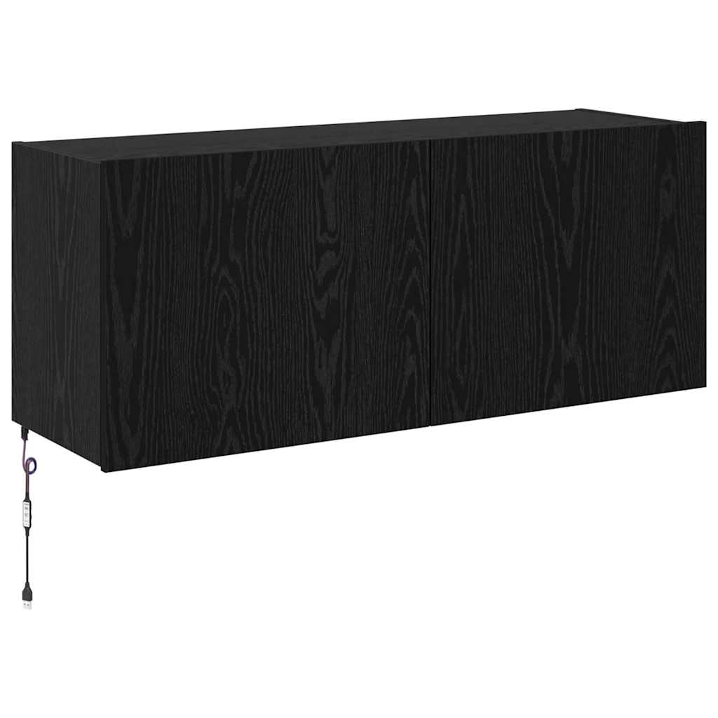 TV-Wandschrank Schwarz Eichen-Optik 100 x 35 x 41 cm