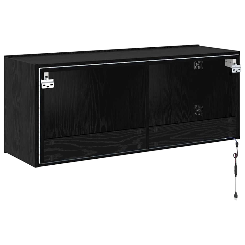 TV-Wandschrank Schwarz Eichen-Optik 100 x 35 x 41 cm