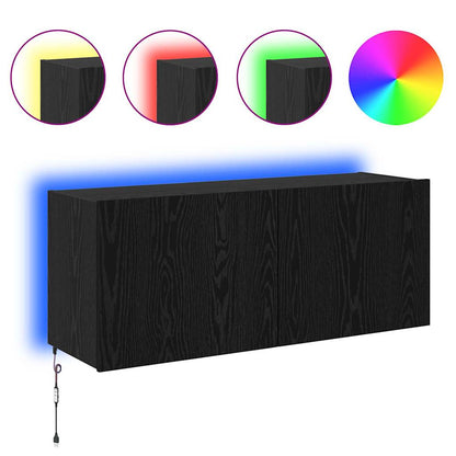 TV-Wandschrank Schwarz Eichen-Optik 100 x 35 x 41 cm