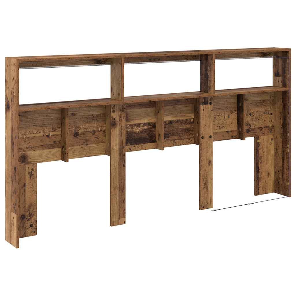 vidaXL Kopfteil mit Regal Altholz 200 x 17 x 102 cm Holzwerkstoff