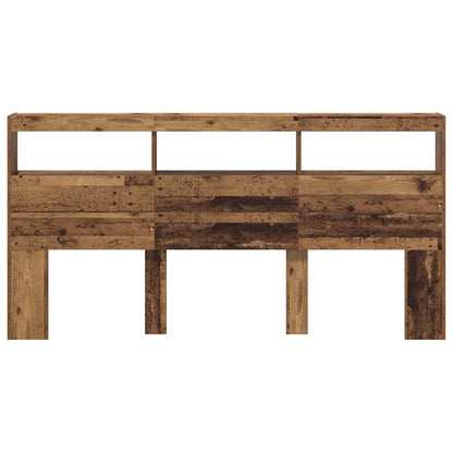 vidaXL Kopfteil mit Regal Altholz 200 x 17 x 102 cm Holzwerkstoff