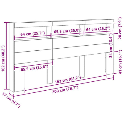 vidaXL Kopfteil Artisan-Eiche 200 x 17 x 102 cm Holzwerkstoff