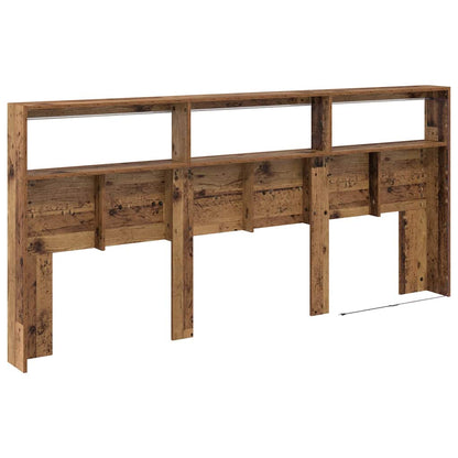 vidaXL Kopfteil mit Regal Altholz 220 x 17 x 102 cm Holzwerkstoff