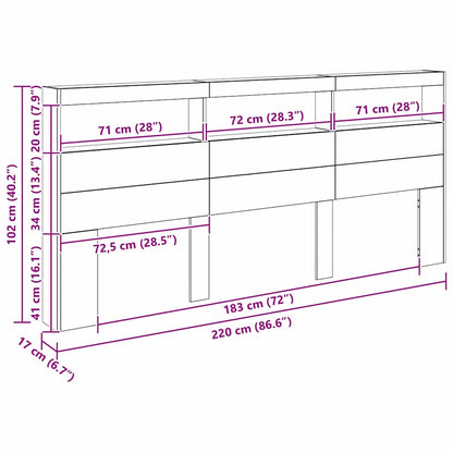 vidaXL Kopfteil Schwarz Eichen-Optik 220 x 17 x 102 cm Holzwerkstoff