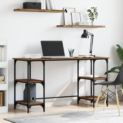 vidaXL Schreibtisch mit Regal Altholz 140 x 50 x 75 cm Holzwerkstoff