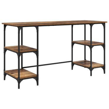 vidaXL Bureau avec étagère Bois de récupération 140 x 50 x 75 cm Bois d'ingénierie