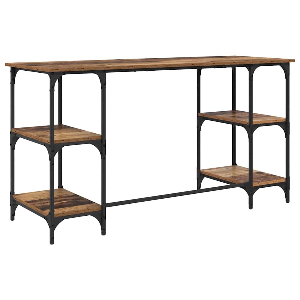 vidaXL Schreibtisch mit Regal Altholz 140 x 50 x 75 cm Holzwerkstoff