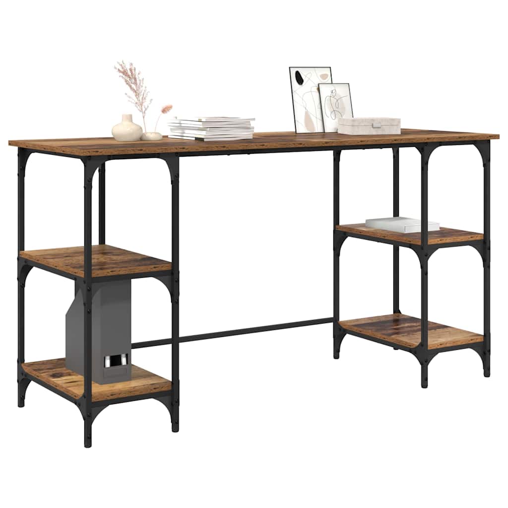 vidaXL Schreibtisch mit Regal Altholz 140 x 50 x 75 cm Holzwerkstoff