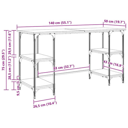 vidaXL Schreibtisch mit Regal Altholz 140 x 50 x 75 cm Holzwerkstoff