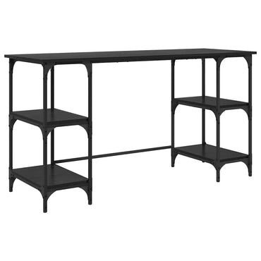 vidaXL Bureau avec étagère Noir aspect chêne 140 x 50 x 75 cm