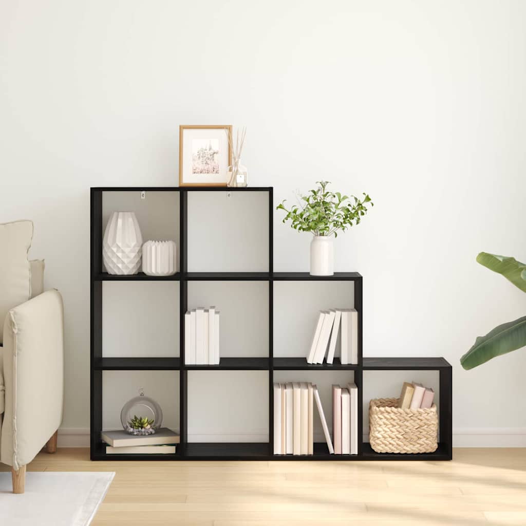 vidaXL Raumteiler Bücherregal Schwarz Eichen-Optik