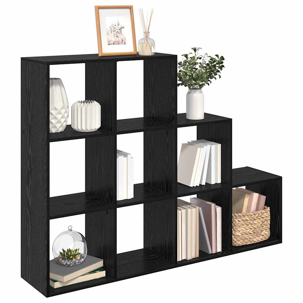vidaXL Raumteiler Bücherregal Schwarz Eichen-Optik