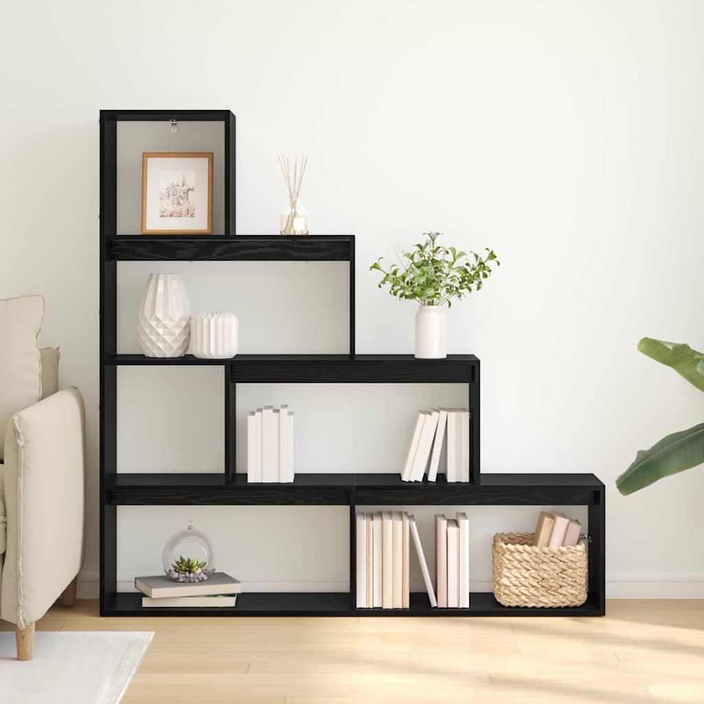 vidaXL Raumteiler Bücherregal Schwarz Eichen-Optik
