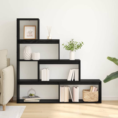 vidaXL Raumteiler Bücherregal Schwarz Eichen-Optik