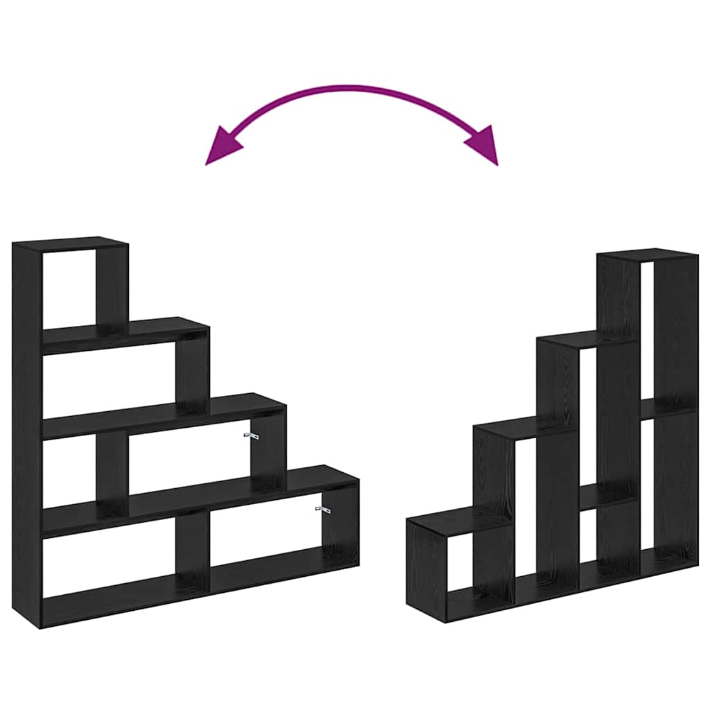 vidaXL Raumteiler Bücherregal Schwarz Eichen-Optik