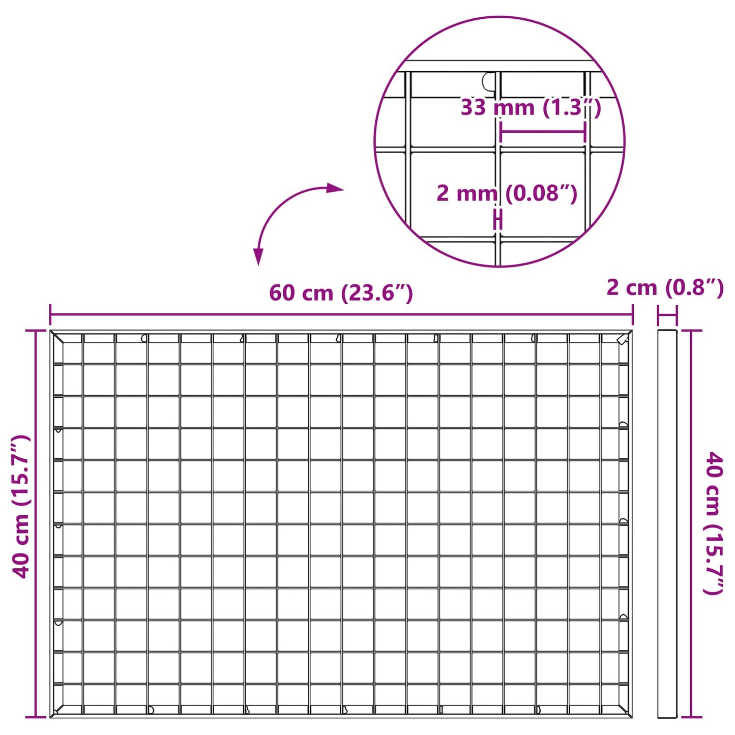 Gitter Silber 60 x 40 x 2 cm Feuerverzinkter Stahl